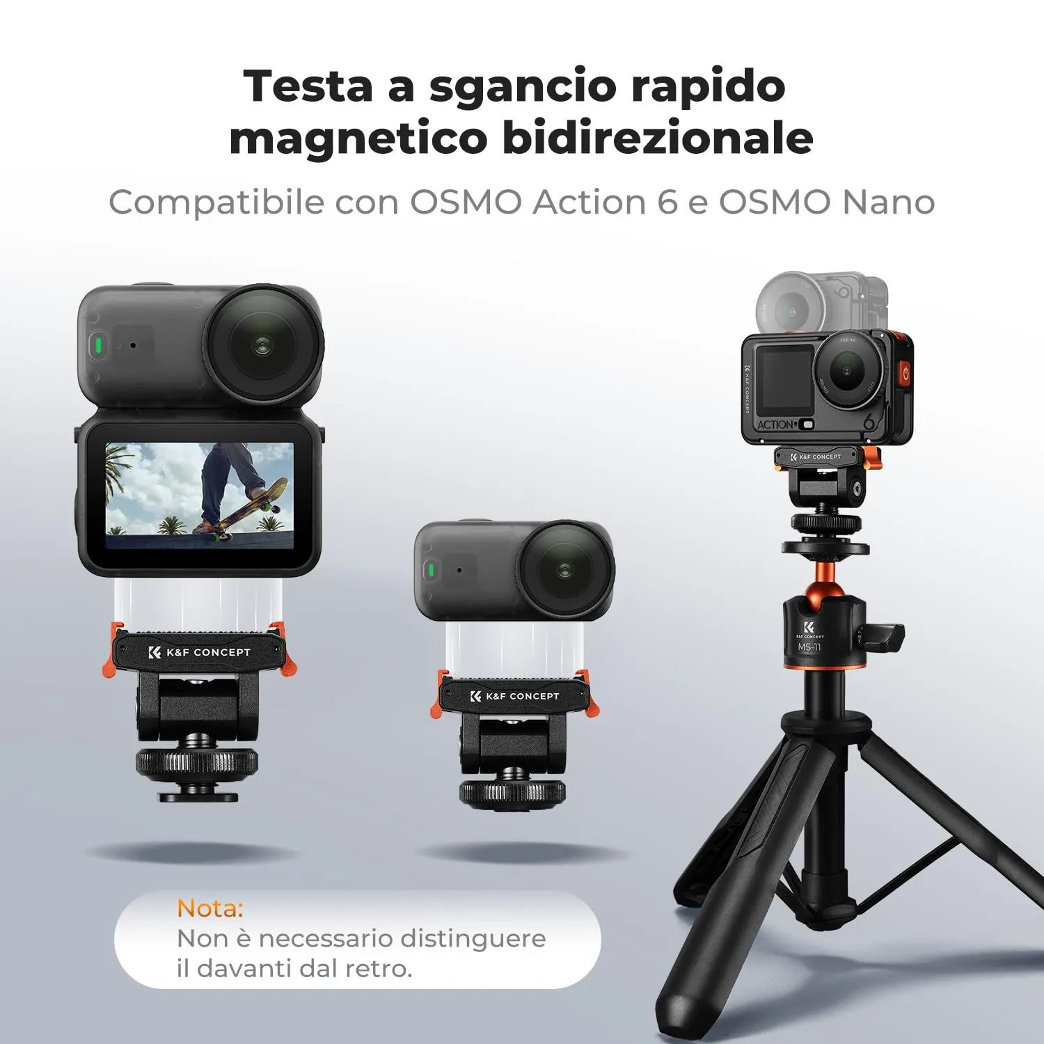 K&F Concept Slitta Fredda Magnetica Supporto Osmo Action 6/Nano