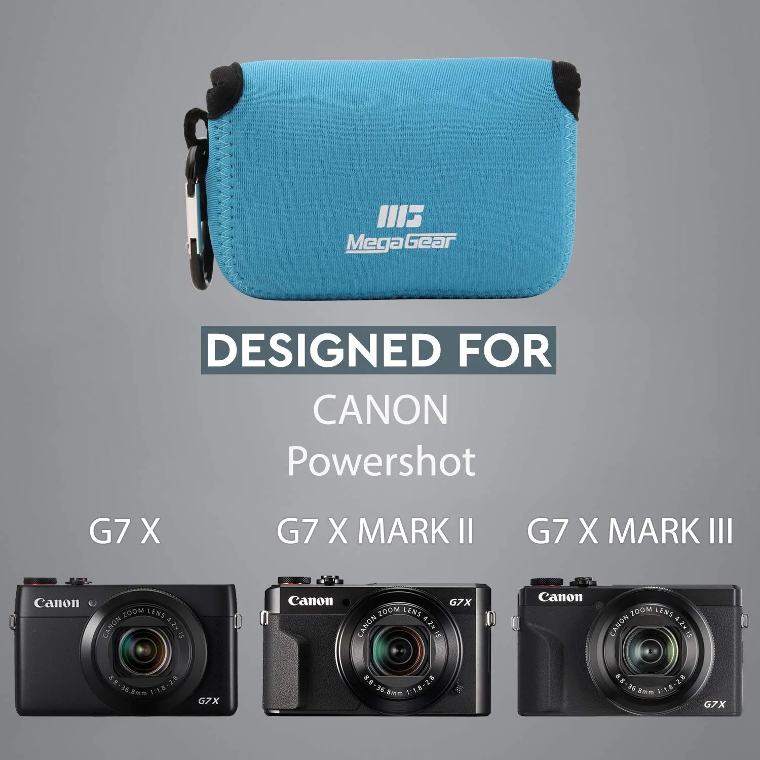 MegaGear MG371 Custodia Neoprene Blu Canon G7X Mark II G7X