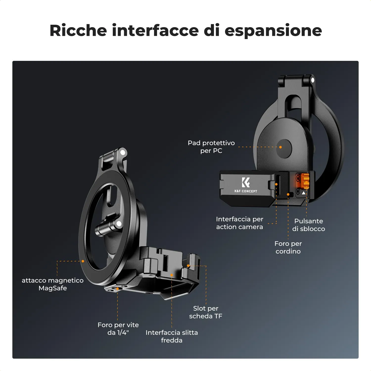 K&F Concept supporto magnetico alluminio DJI Pocket 3