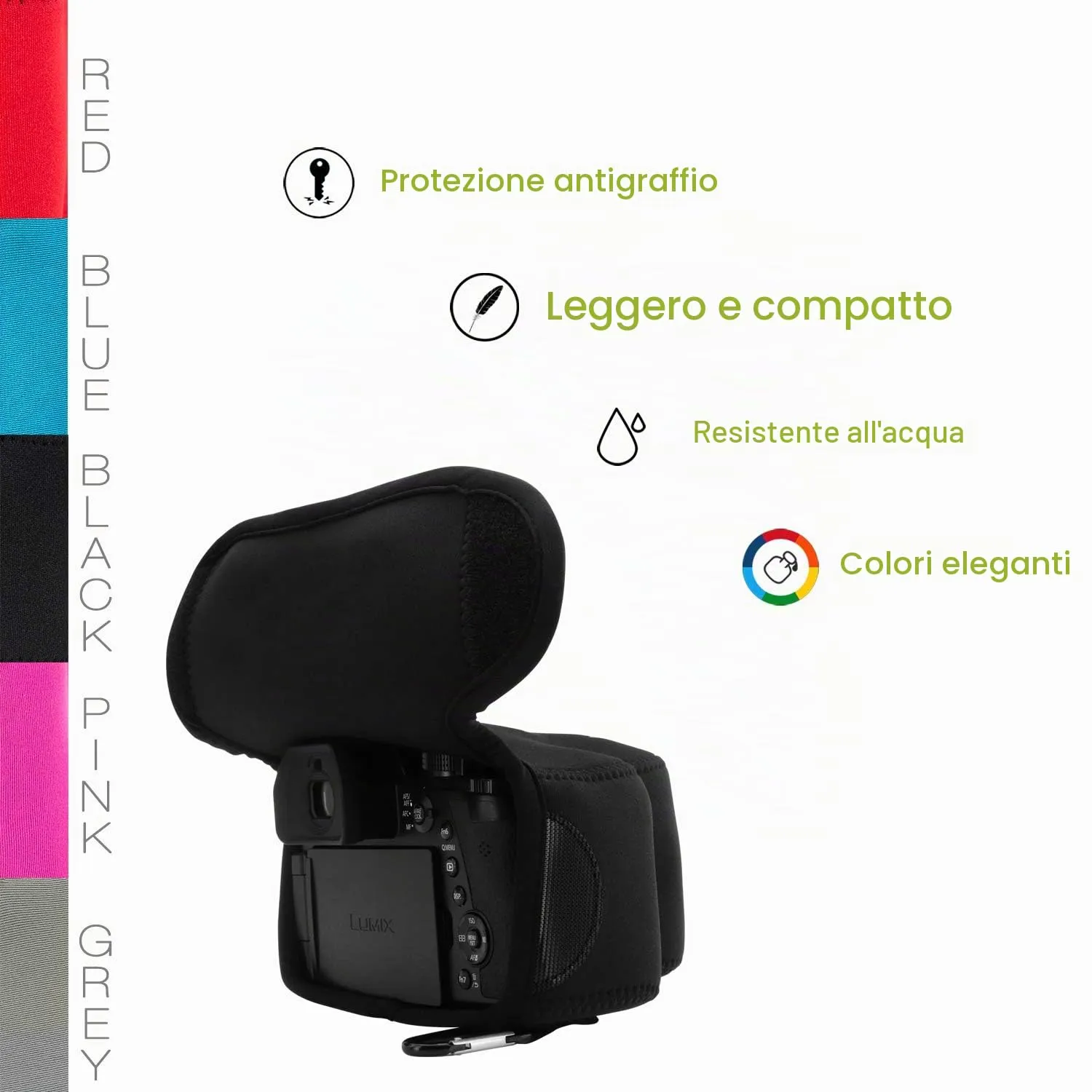 MegaGear MG1687 custodia neoprene Panasonic FZ1000 II nero leggera