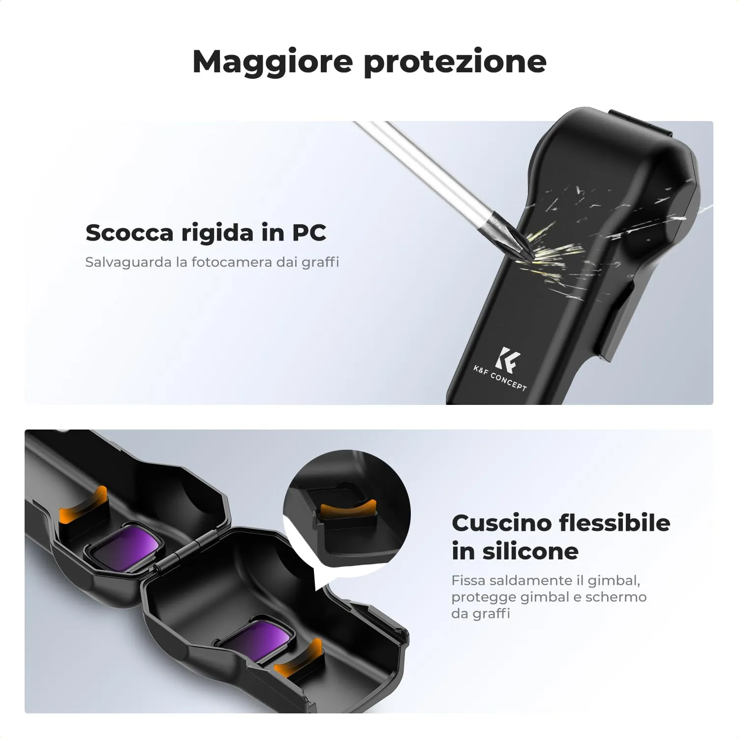 K&F Concept custodia rigida DJI Osmo Pocket 3/4 filtri