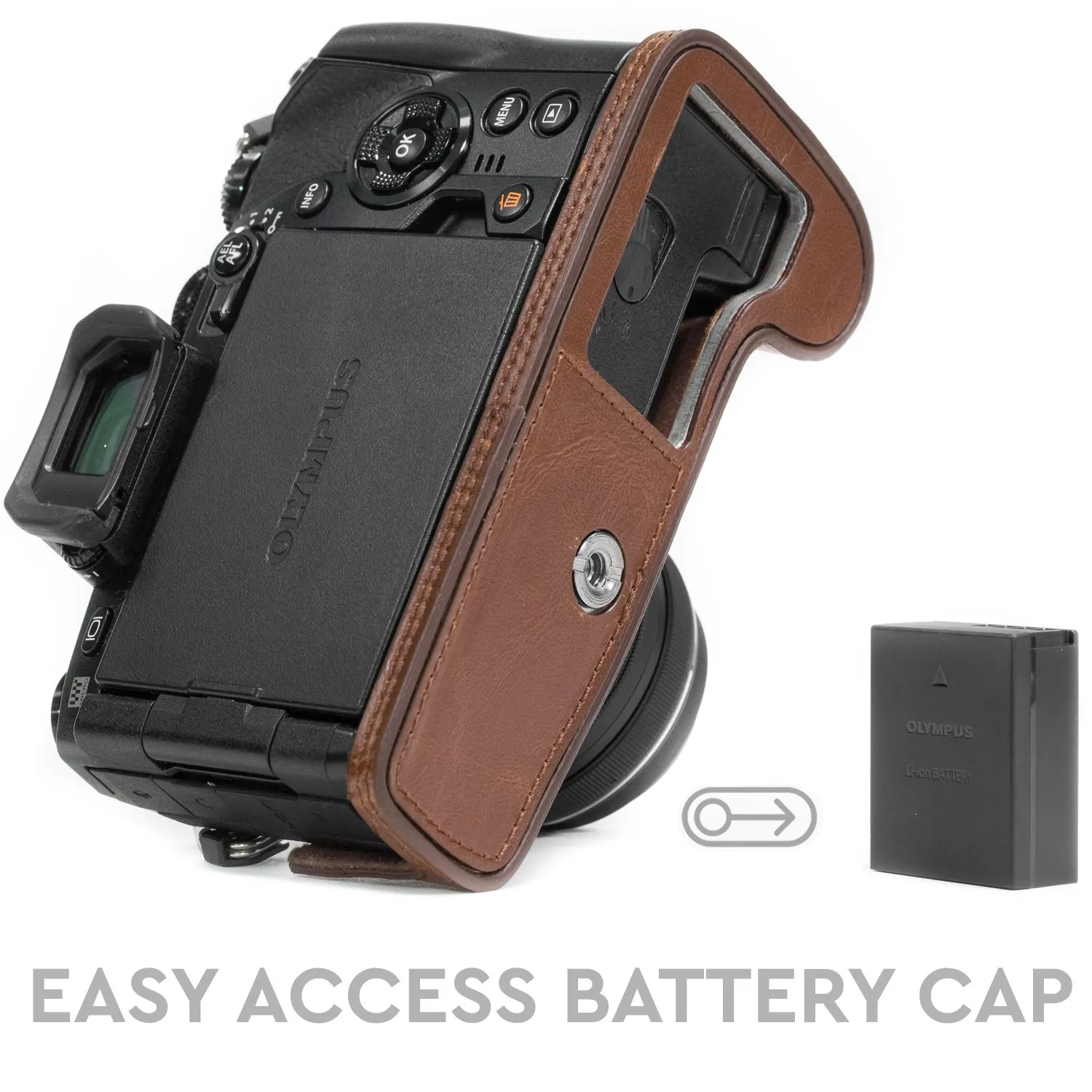 MegaGear Ever Ready Mezza Custodia Pelle Olympus E-M1 Mark II/III