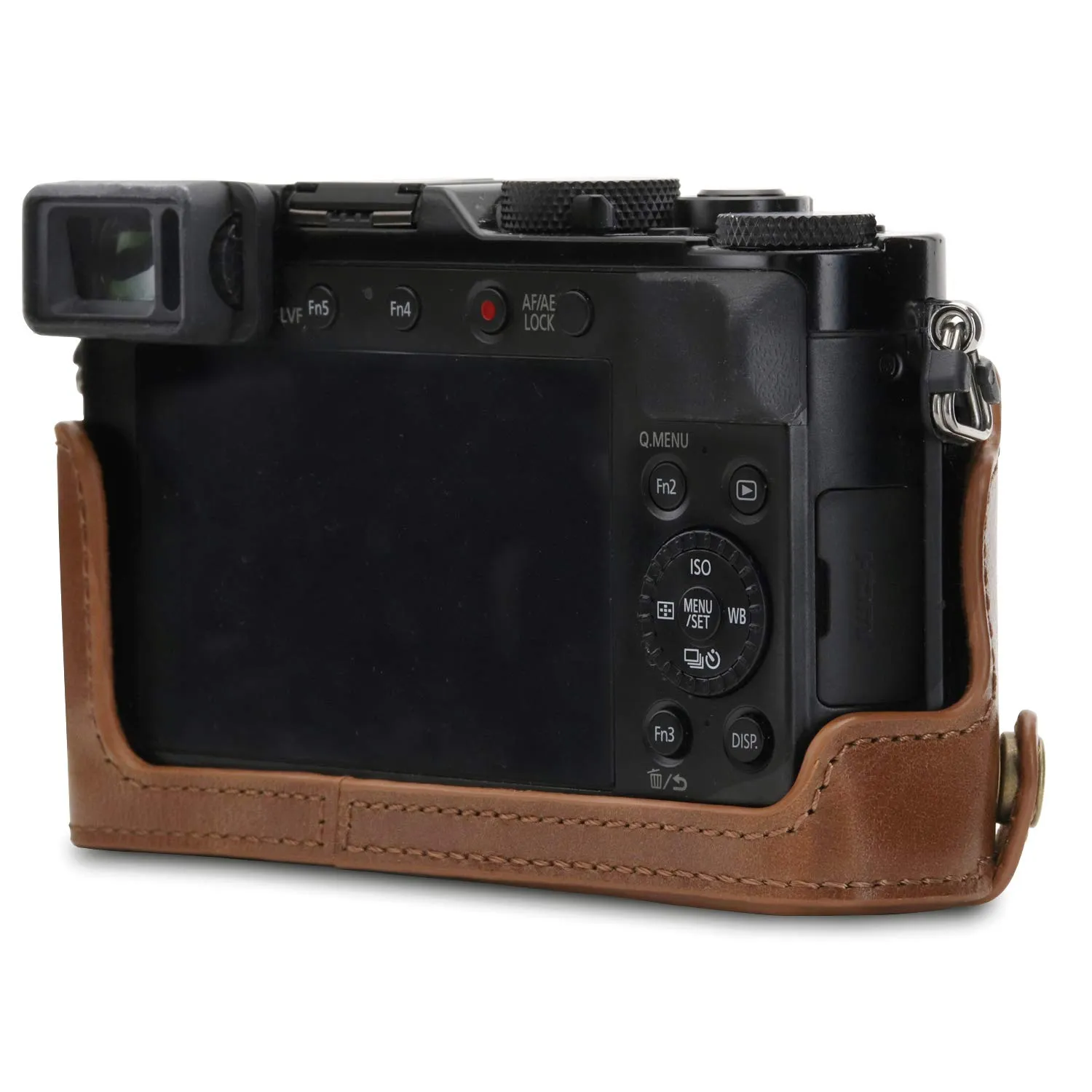 MegaGear Lumix LX100 II Mezza Custodia Pelle Marrone