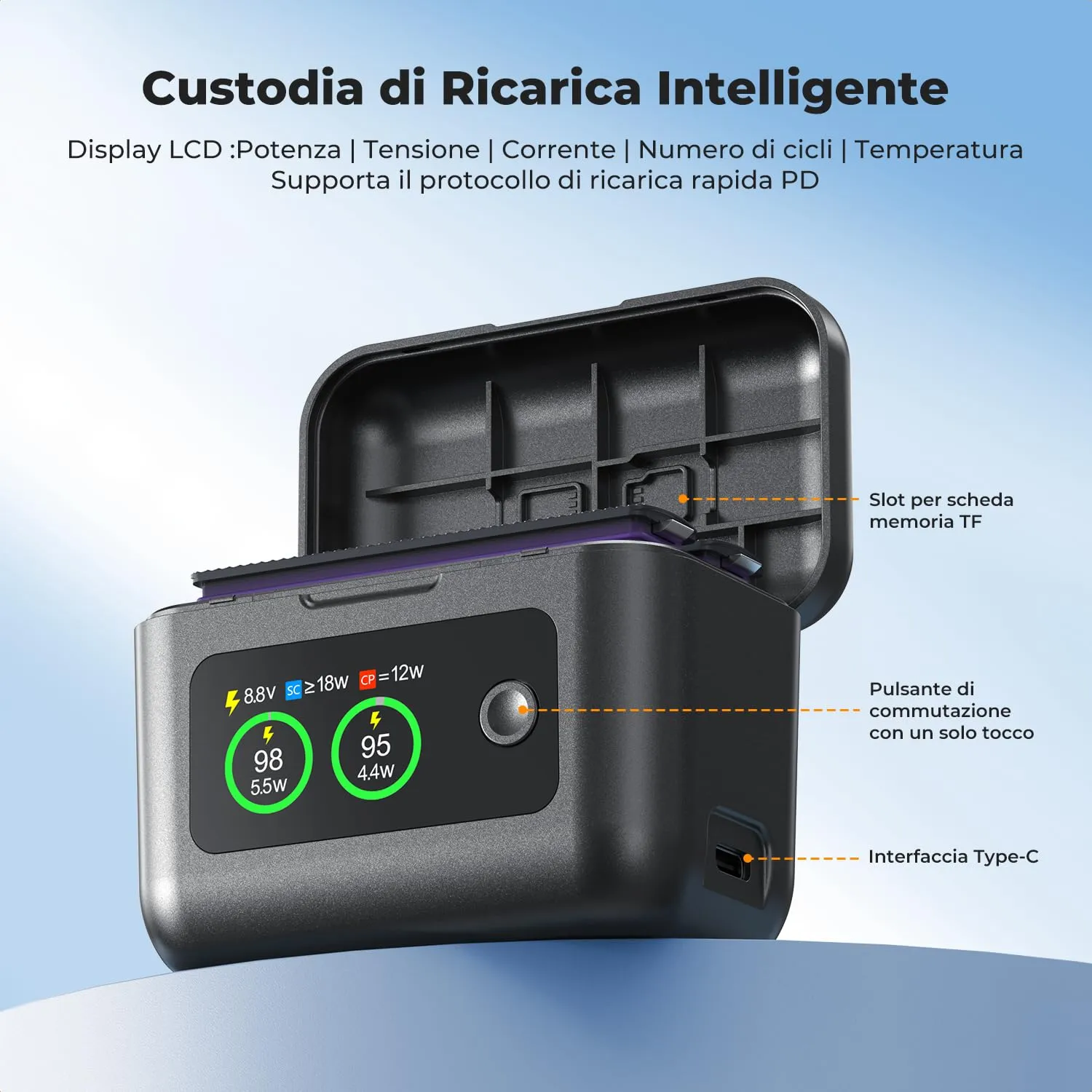 K&F Concept kit 2 batterie + caricabatterie Insta360 X5 2700mAh