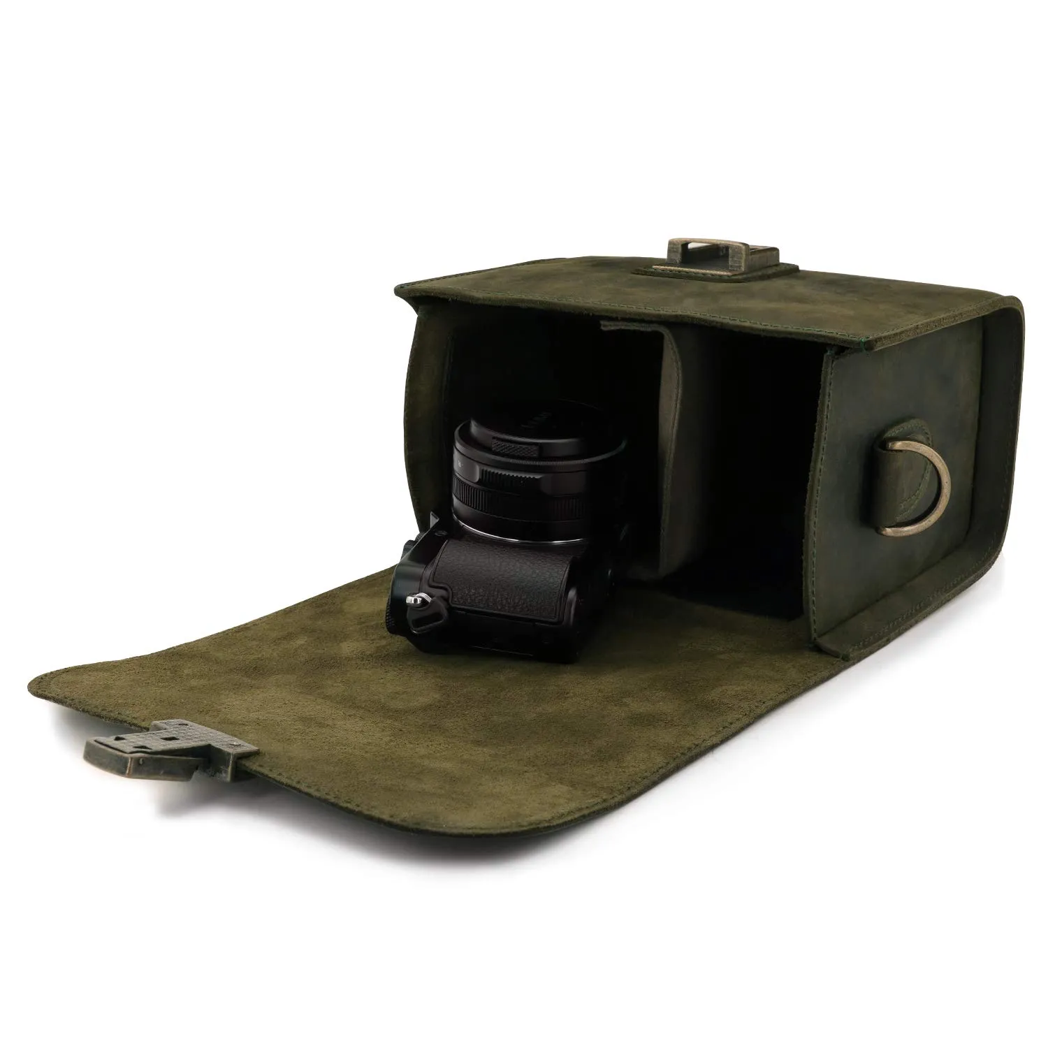 MegaGear Pebble MG1723 borsa fotografica verde oliva pelle