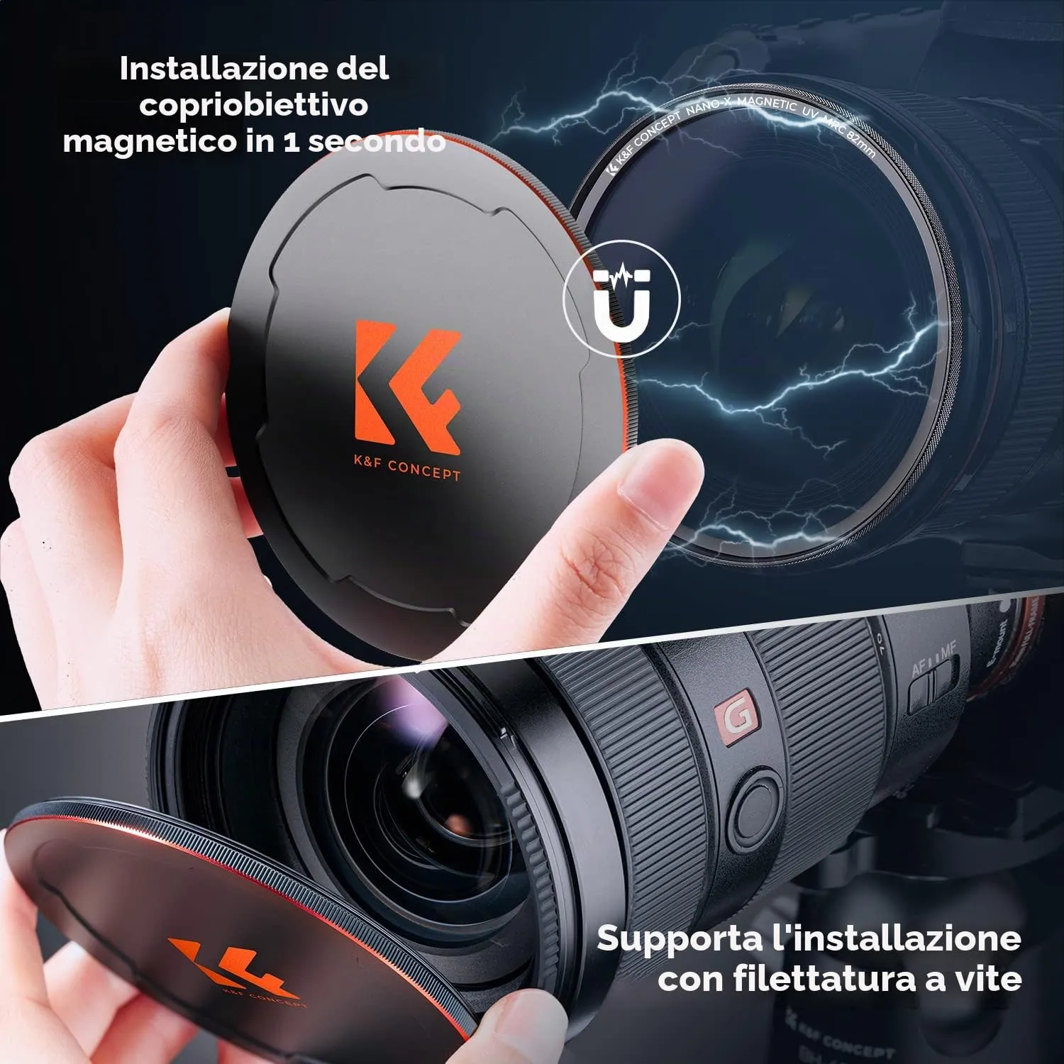 K&F Concept Nano-Xcel filtro UV magnetico 82mm + tappo