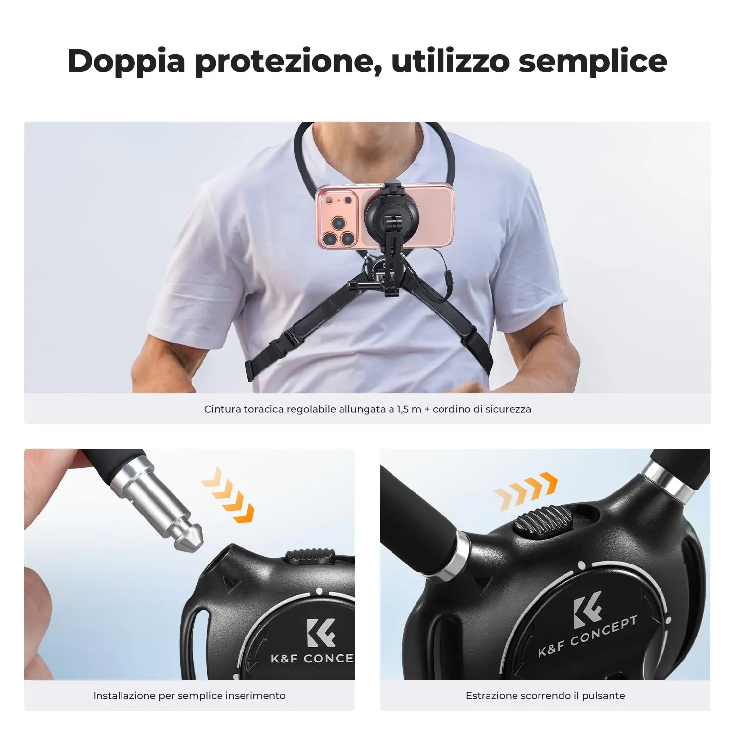 K&F Concept Supporto Collo Telefono Magnetico Nero POV
