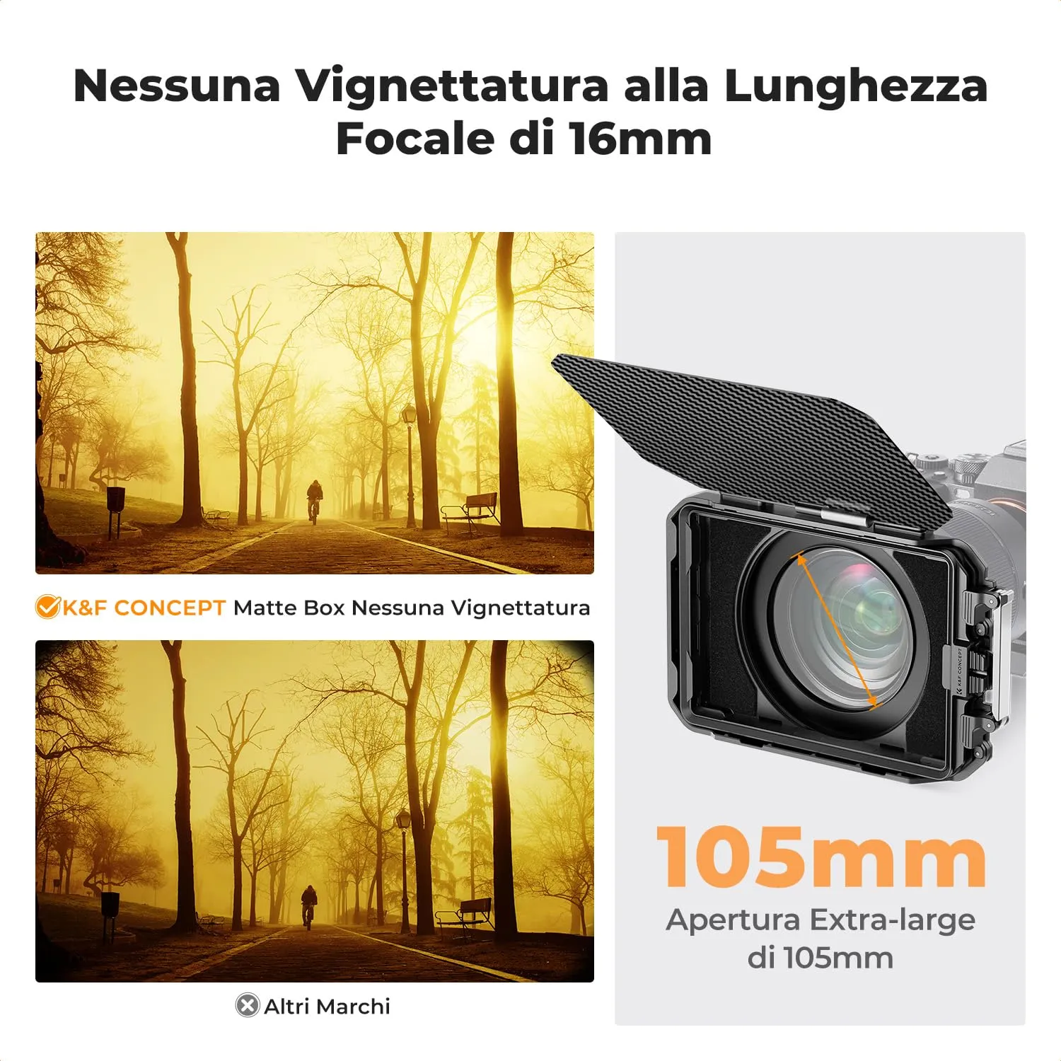 K&F Concept Mini Matte Box Paraluce Fibra Carbonio