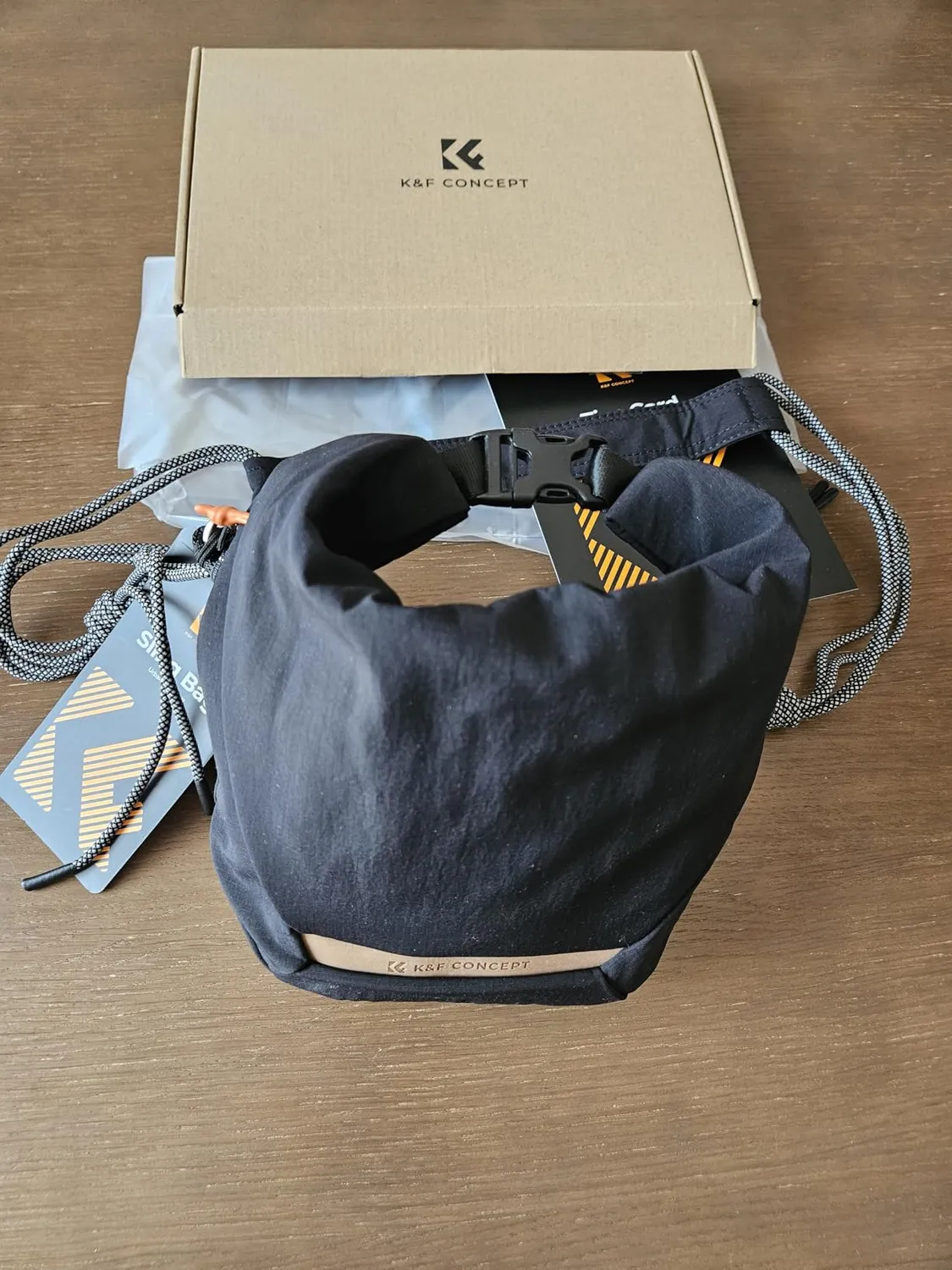 K&F Concept Borsa Foto Tracolla 2in1 Beige 32cm Pelle