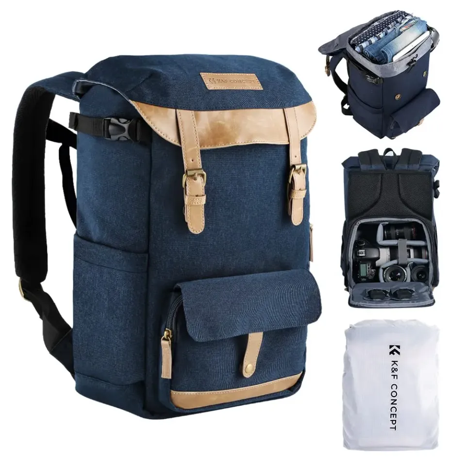 K&F Concept zaino fotografico 17L blu laptop 15,6" antifurto