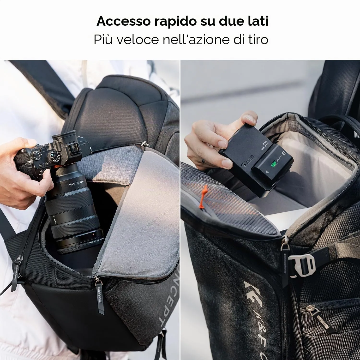 K&F Concept zaino fotografico 25L grigio impermeabile