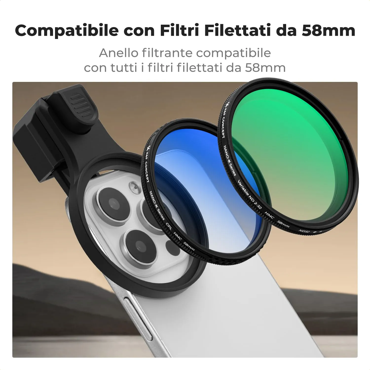 K&F Concept ND2-32 Filtro ND Telefono 58mm 3-5 Stop