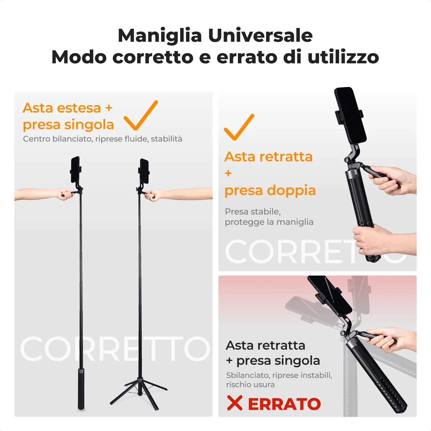 K&F Concept 177cm treppiede cellulare selfie stick bluetooth