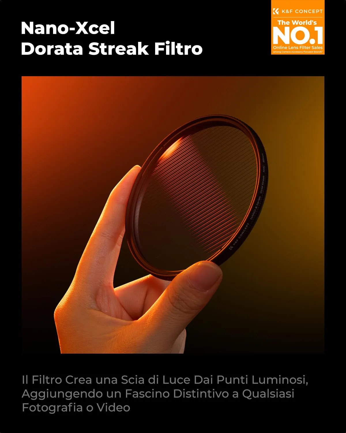 K&F Concept Nano-Xcel filtro gold streak 82mm anamorfico