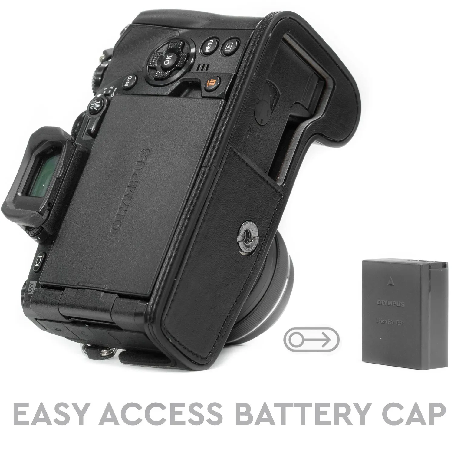 MegaGear Ever Ready Mezza Custodia Pelle Olympus E-M1 Mark III/II