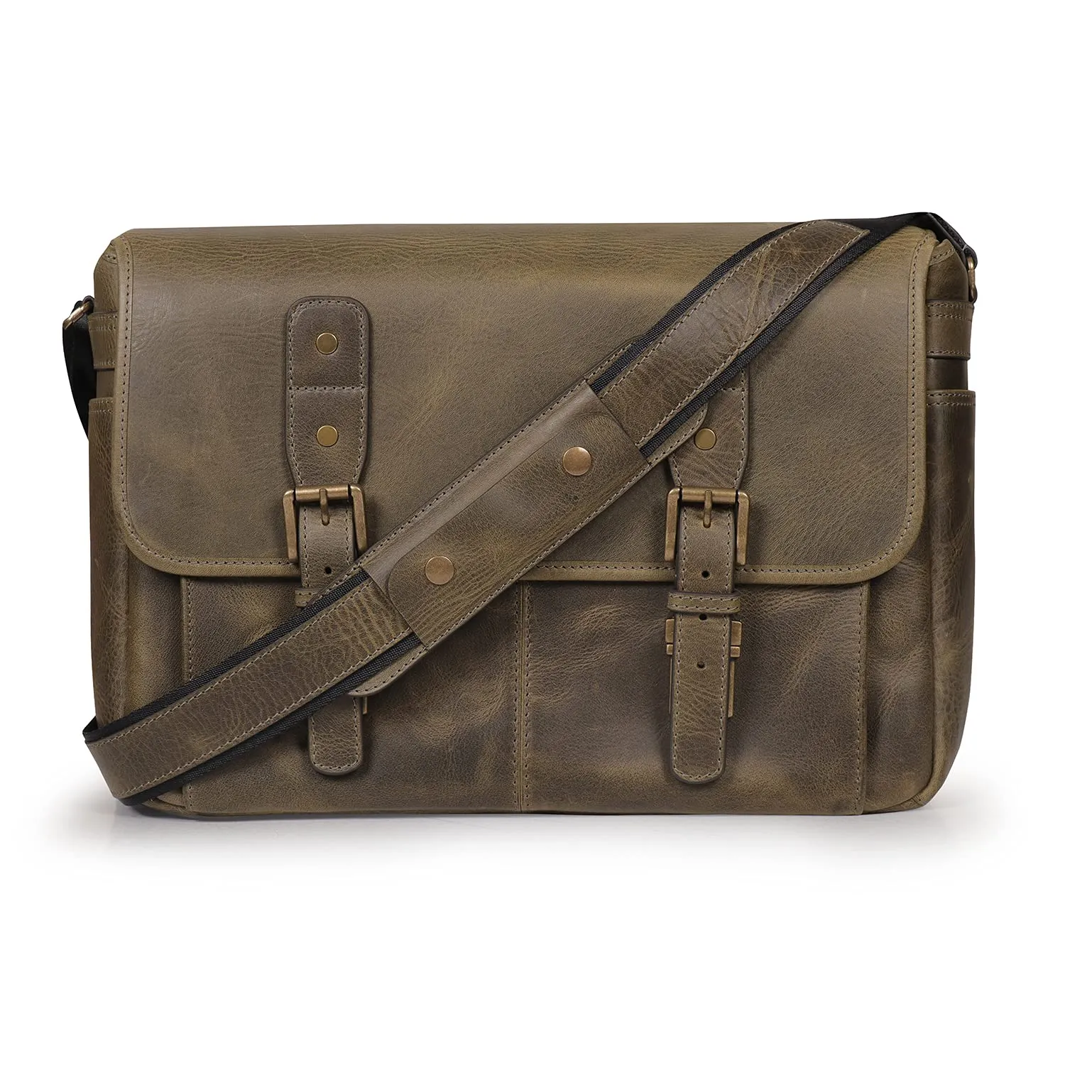 MegaGear Borsa messenger pelle uomo oliva laptop 13 pollici