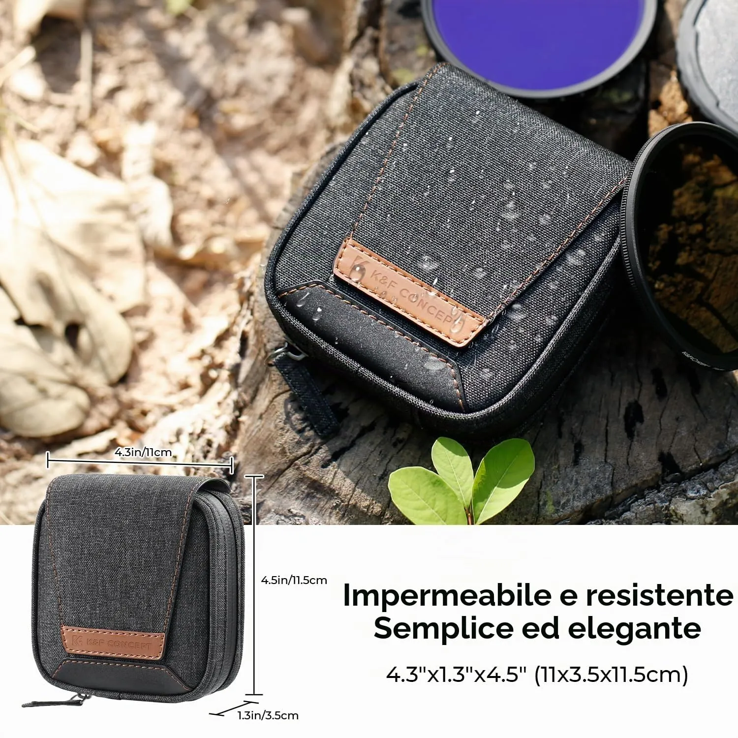 K&F Concept custodia portafiltri 95mm 4 posti impermeabile