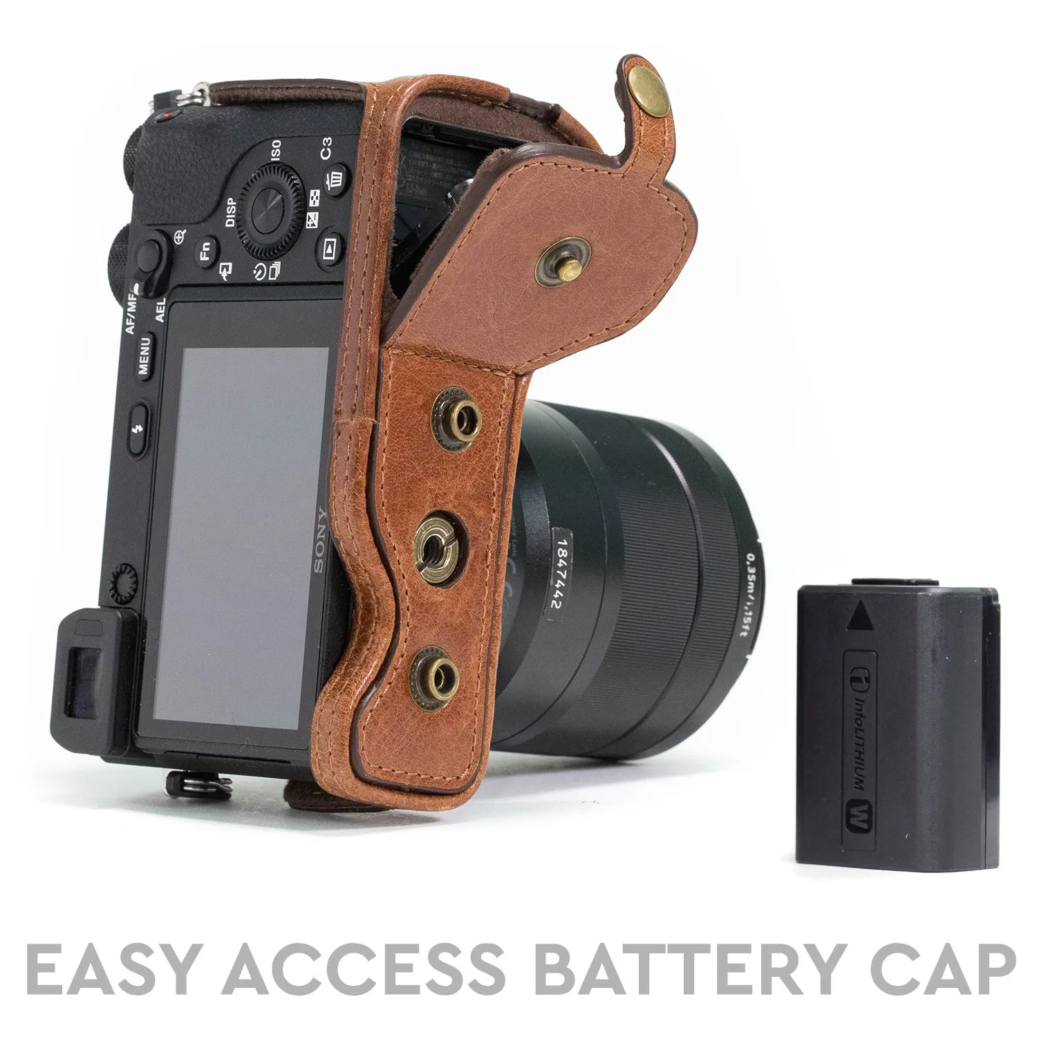 MegaGear Custodia Pelle Sony A6500 16-70mm Marrone Scuro