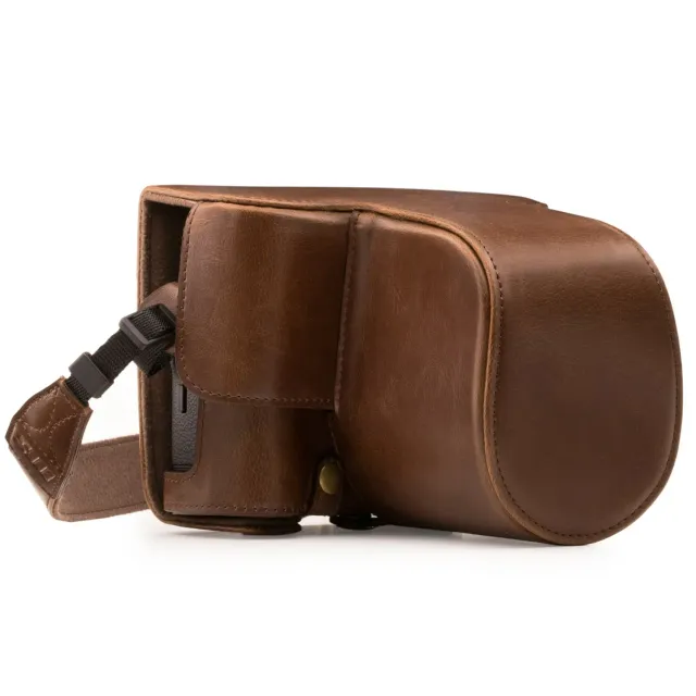 MegaGear MG871 custodia pelle Fujifilm X-T2 marrone scuro