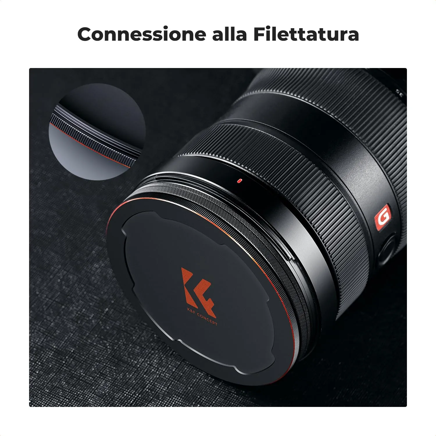 K&F Concept Tappo Copriobiettivo Magnetico 82mm in alluminio