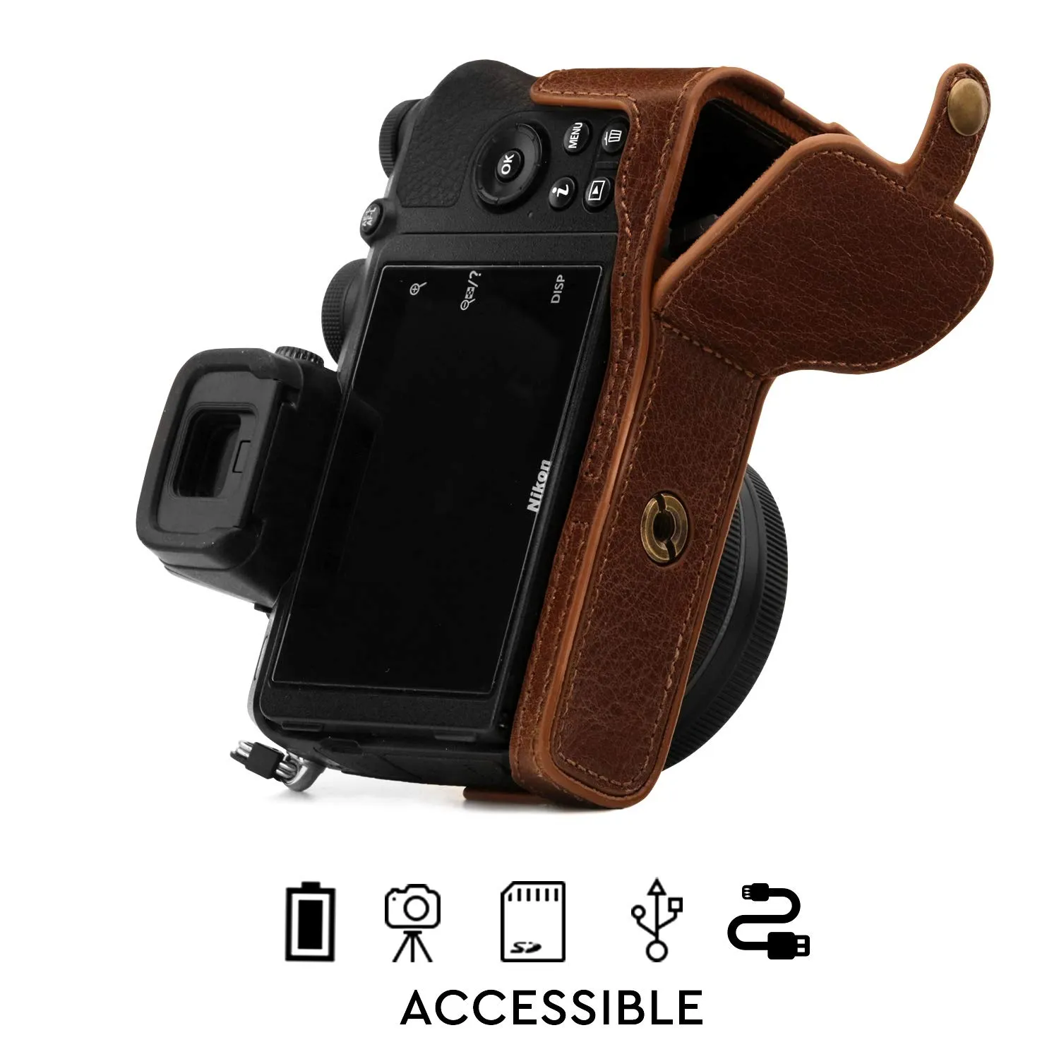 MegaGear Nikon Z50 MG1812 custodia pelle marrone ever ready