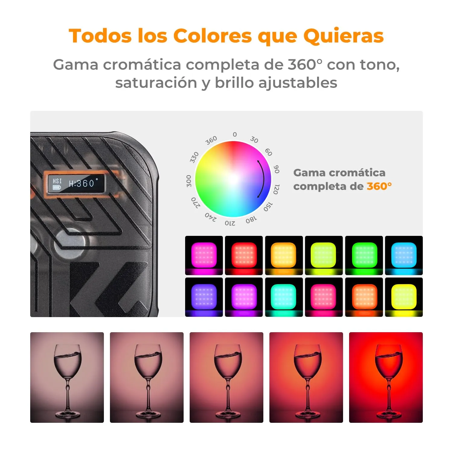 K&F Concept L01 luce video RGB 2500-9900K nera