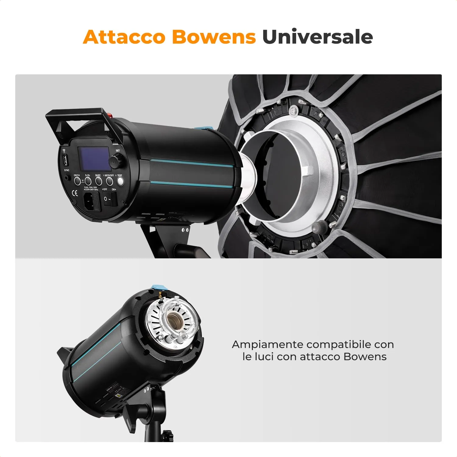 K&F Concept softbox parabolico 60cm Bowens con griglia