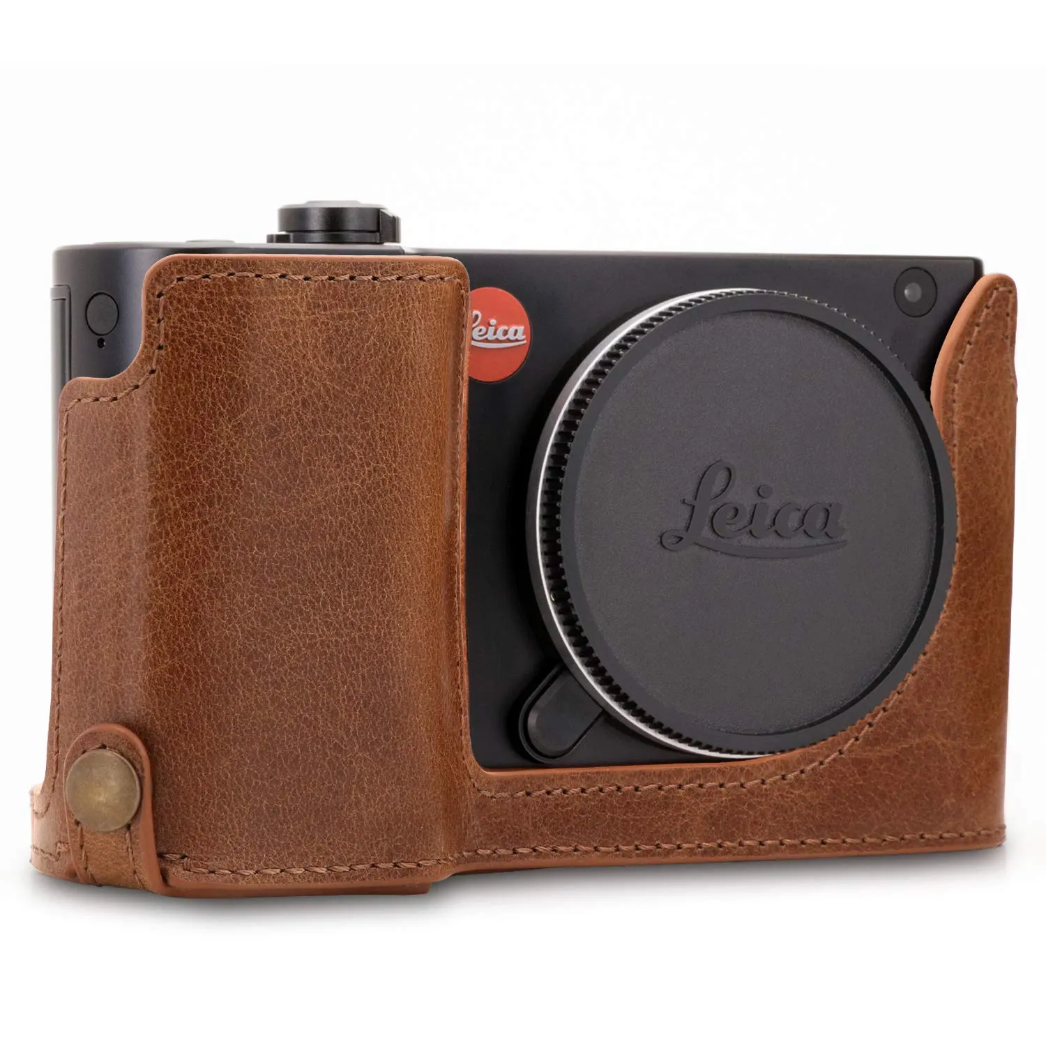 MegaGear Leica TL2-TL mezza custodia pelle marrone scuro