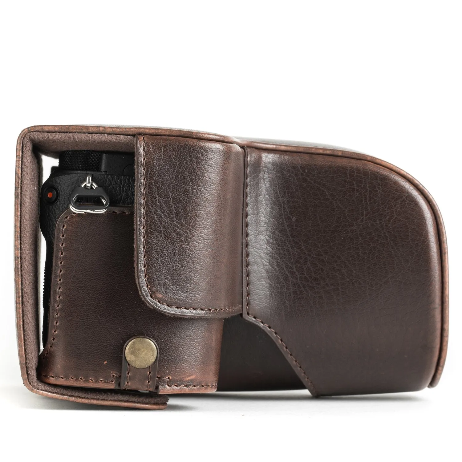 MegaGear A6500 16-70 18-135 custodia pelle marrone scuro