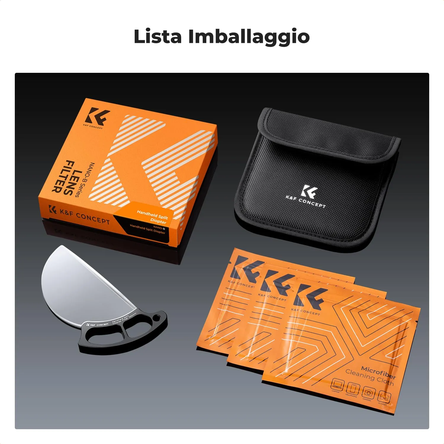 K&F Concept Nano 100mm filtro diottrico +2 manuale