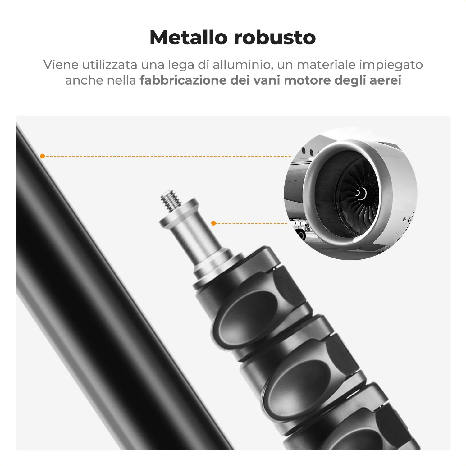 K&F Concept treppiede luce alluminio 2m vite 1/4"