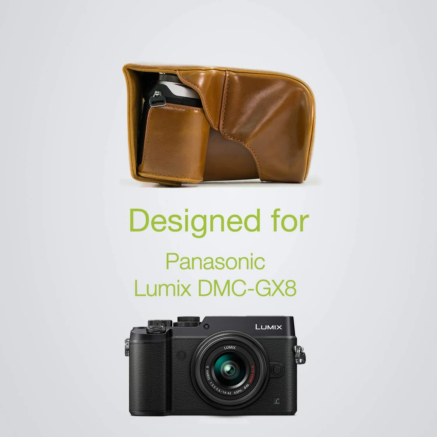 MegaGear Ever Ready custodia ecopelle per Panasonic GX8 14-140mm