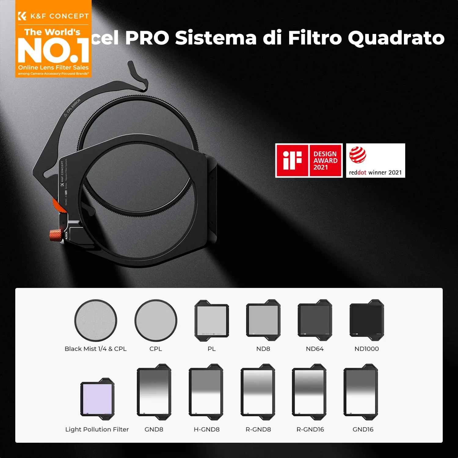 K&F Concept Nano-X Pro kit porta filtri quadrati 95mm vetro