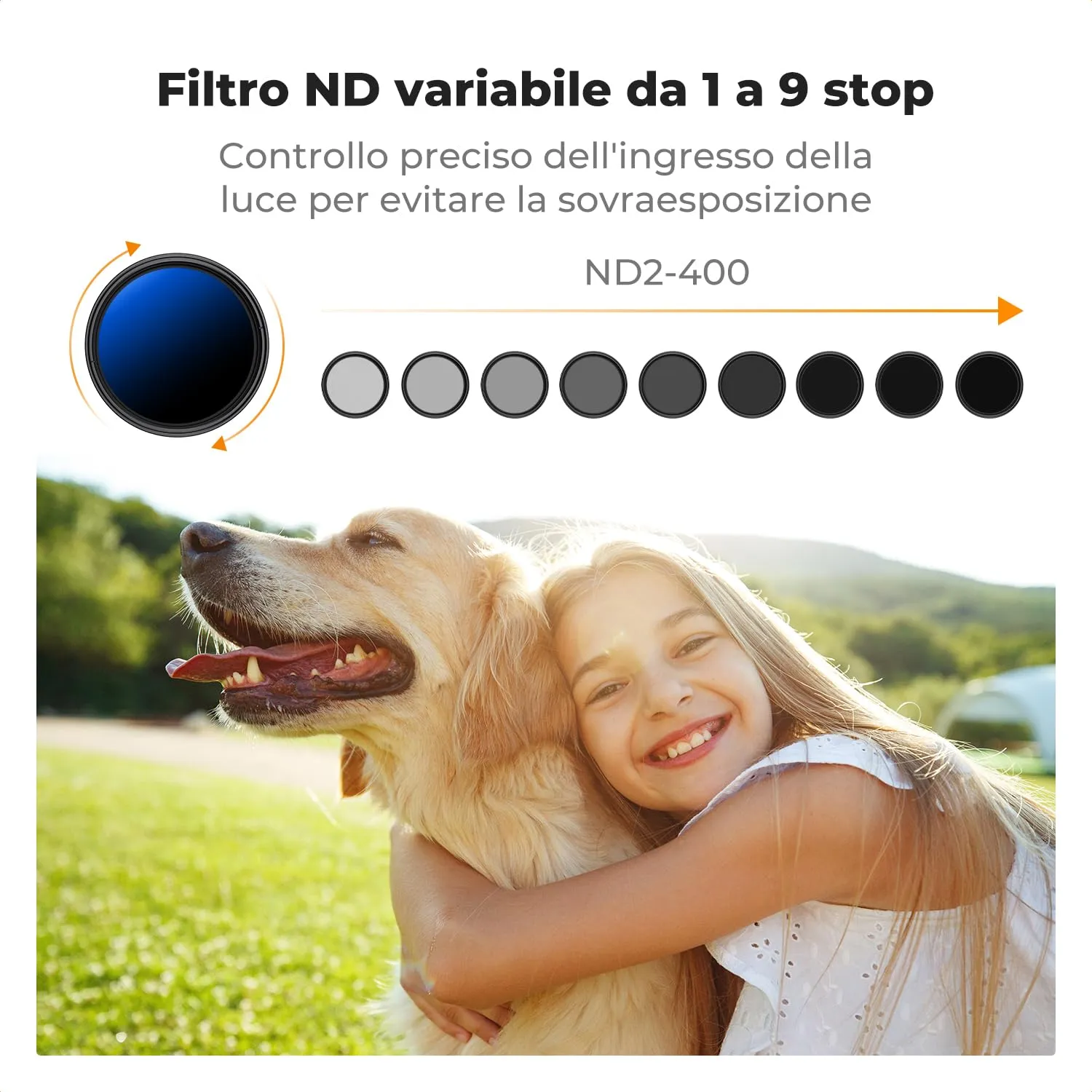 K&F Concept Nano-Klear ND2-400 filtro variabile 82mm Black Mist