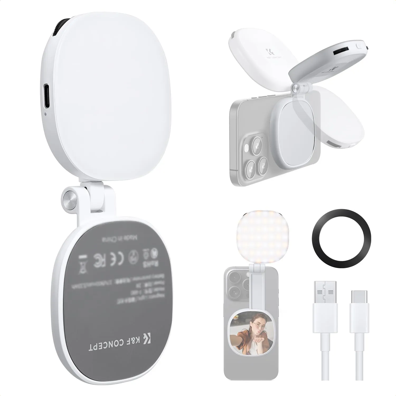 K&F Concept luce selfie magnetica con specchio nera 900 mAh