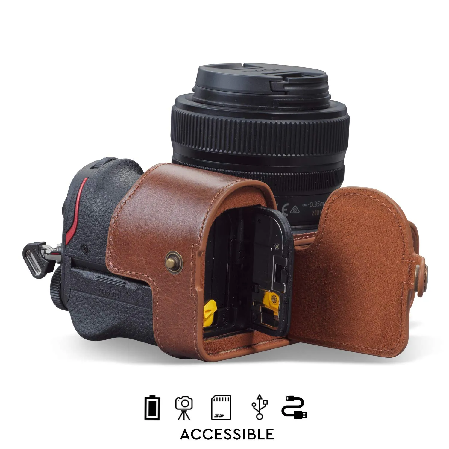 MegaGear Ever Ready Nikon Z5 custodia pelle marrone