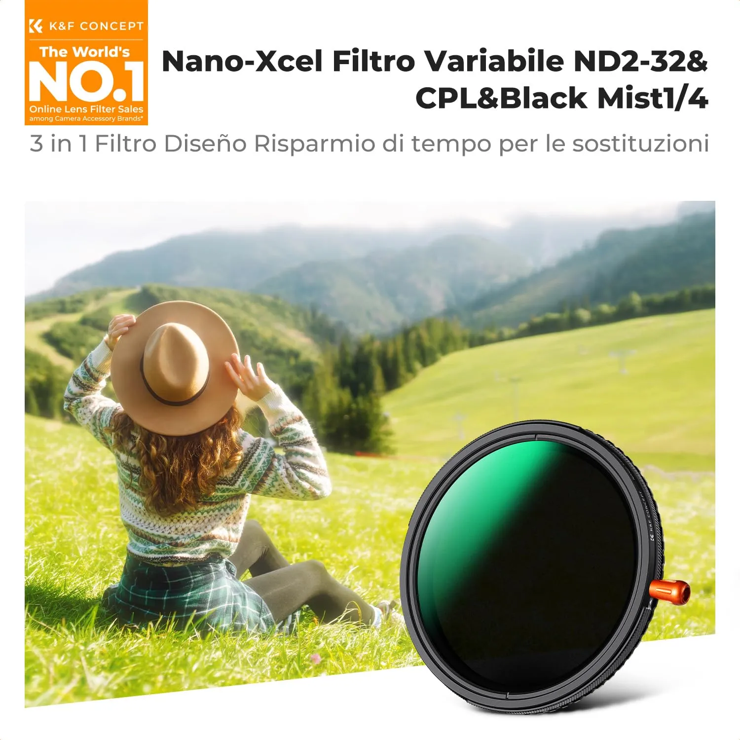 K&F Concept Nano-Xcel Filtro ND2-32 CPL Black Mist 1/4 67mm