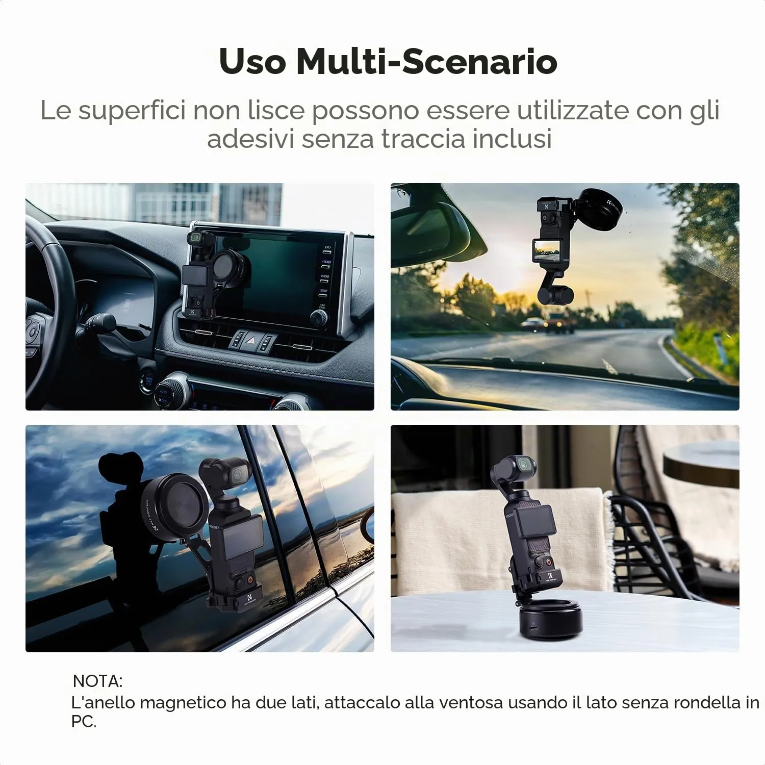 K&F Concept Combo Supporto Magnetico Ventosa Auto Pocket 3