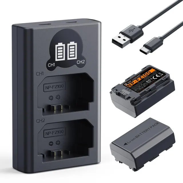 K&F Concept NP-FZ100 Batteria 2600mAh + Caricatore LCD 2 slot