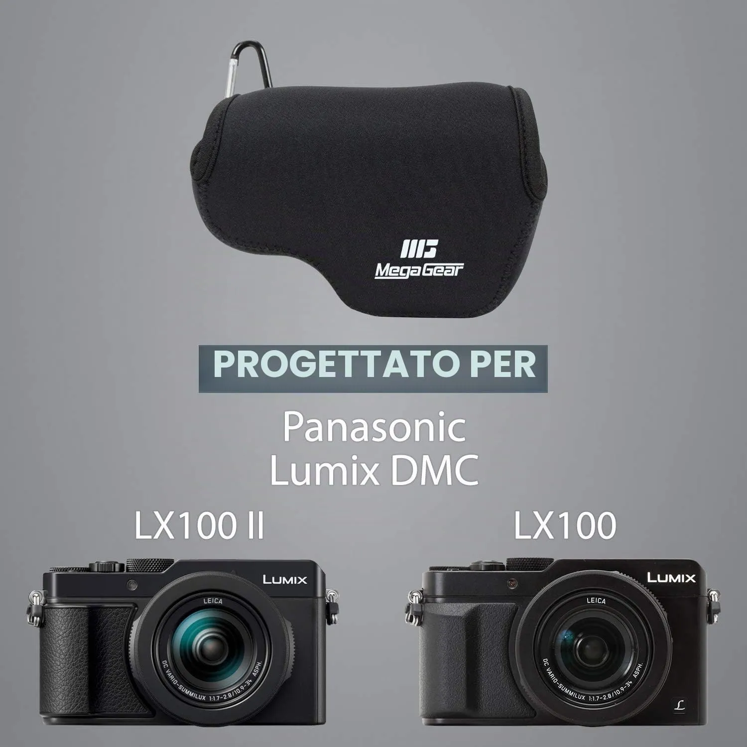 MegaGear MG835 custodia neoprene Panasonic LX100 II nero