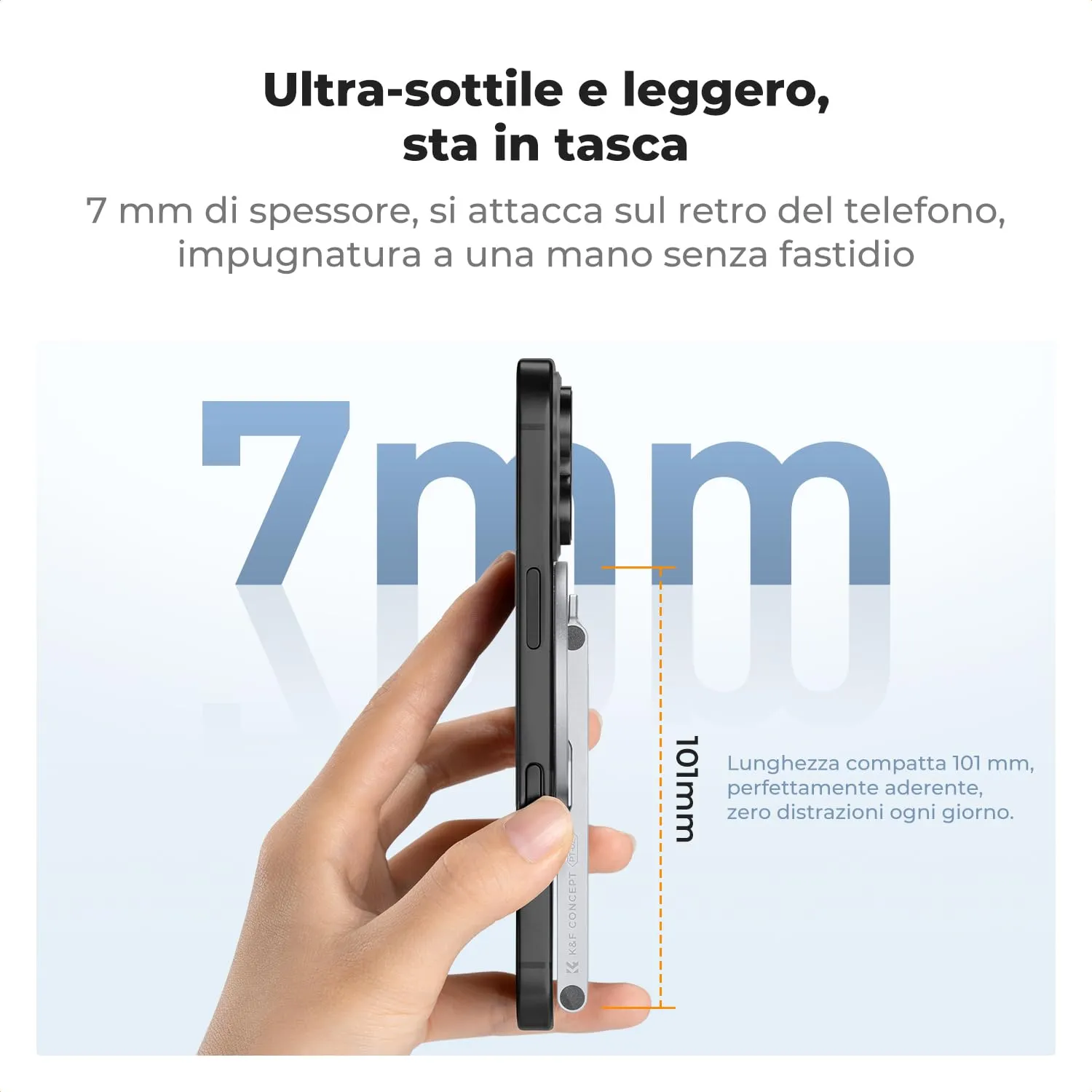 K&F Concept Mini Treppiede Magnetico Smartphone Argento 7mm