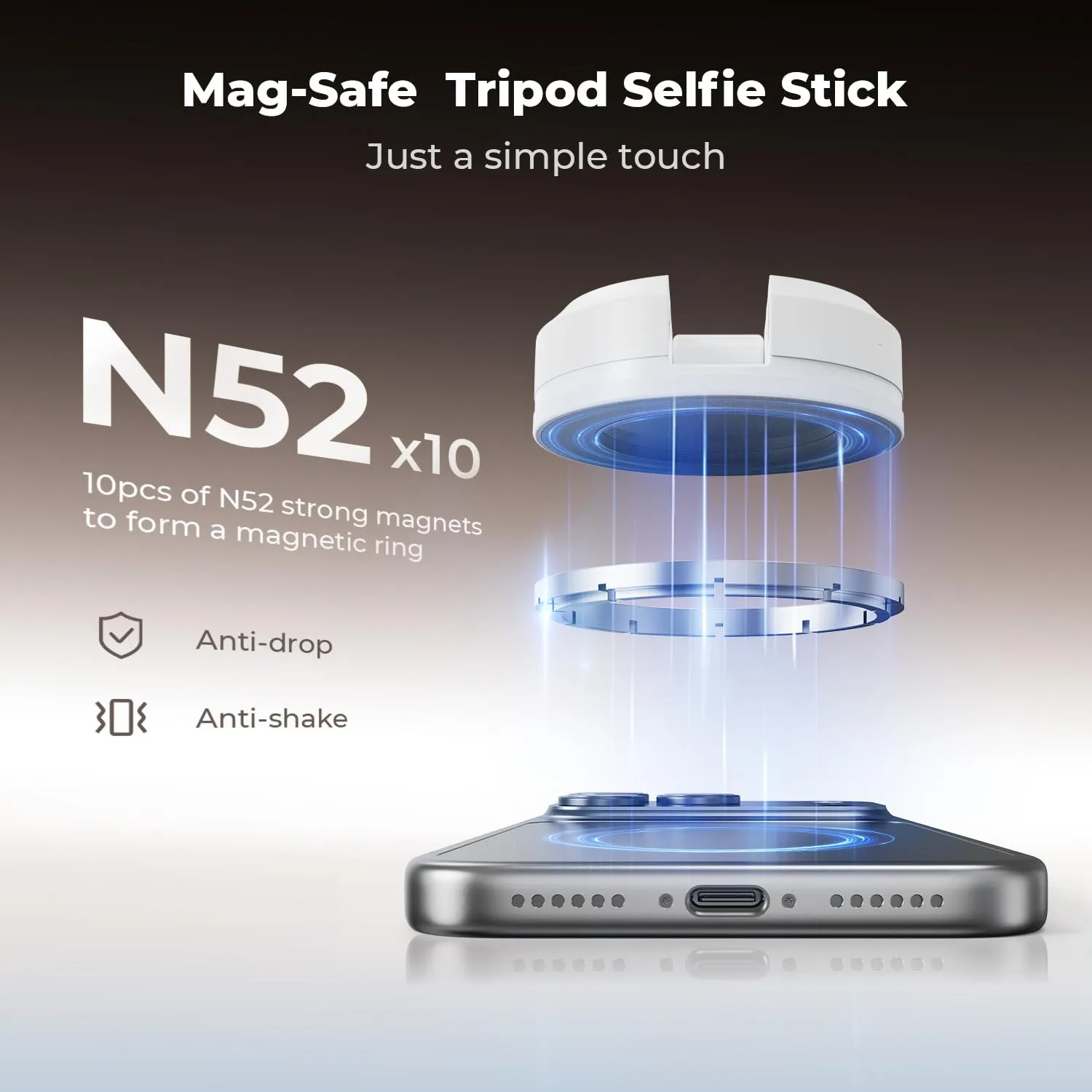 K&F Concept Treppiede Selfie Magnetico 162cm Bianco