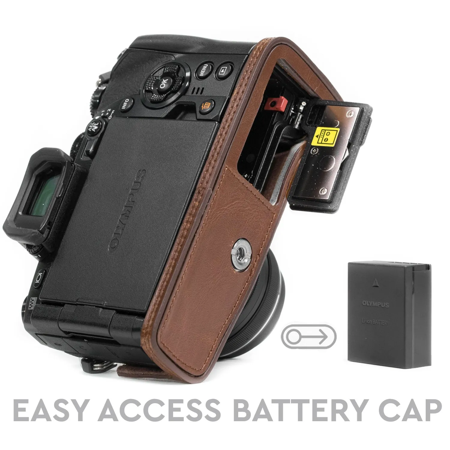 MegaGear Ever Ready Mezza Custodia Pelle Olympus E-M1 Mark II/III