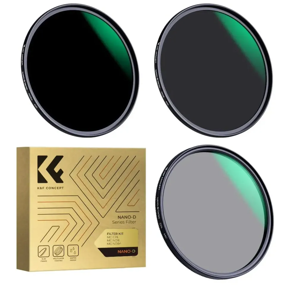 K&F Concept Nano-D Kit Filtri 67mm CPL+ND8+ND64 Vetro 24 Strati