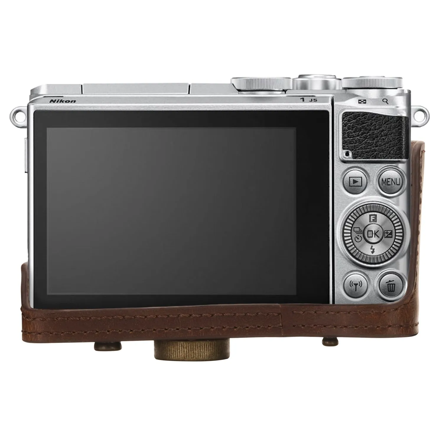 MegaGear MG531 Custodia Ecopelle Nikon 1 J5 Marrone Scuro 10-30mm