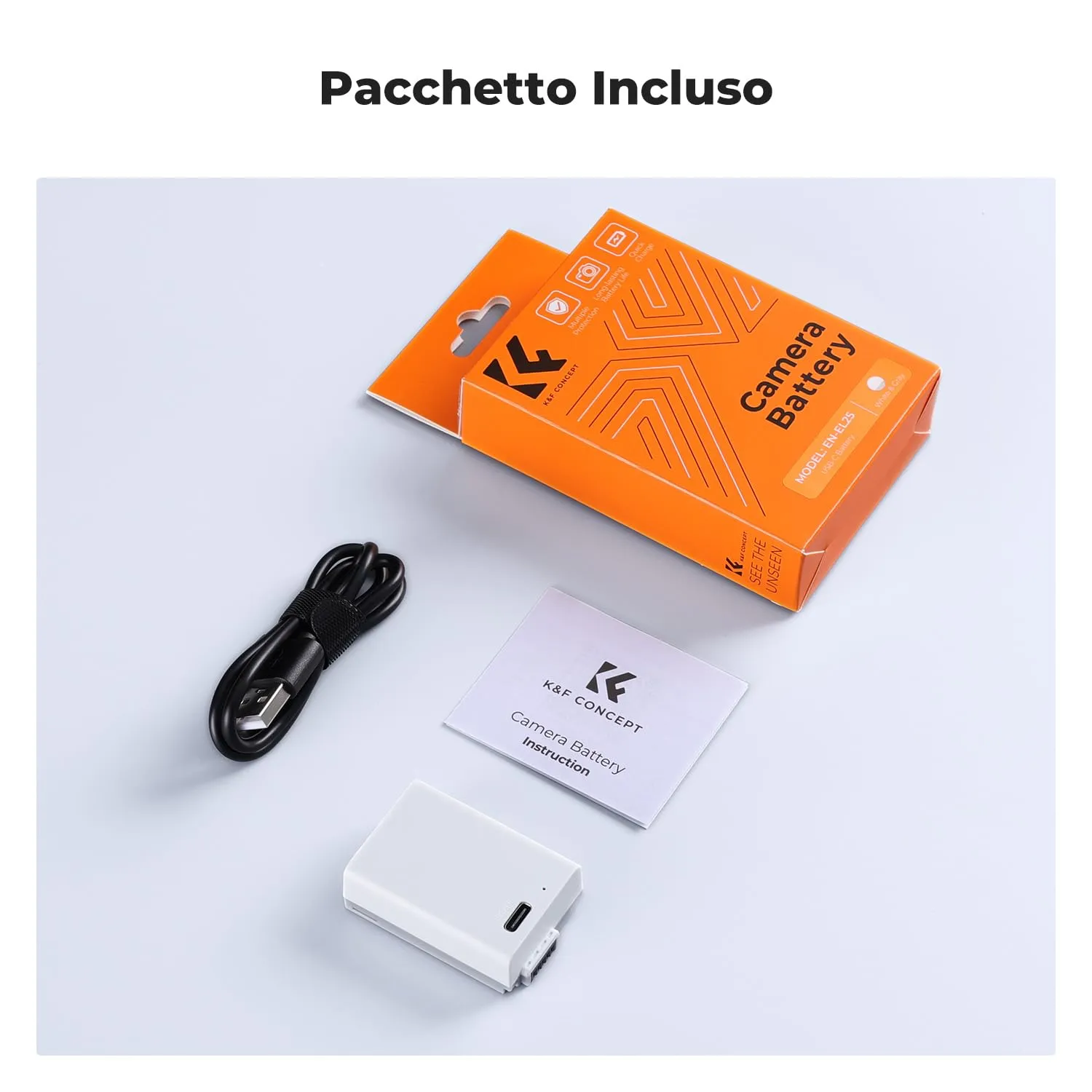 K&F Concept EN-EL25 batteria 1250mAh USB-C per Nikon Z30 Z50