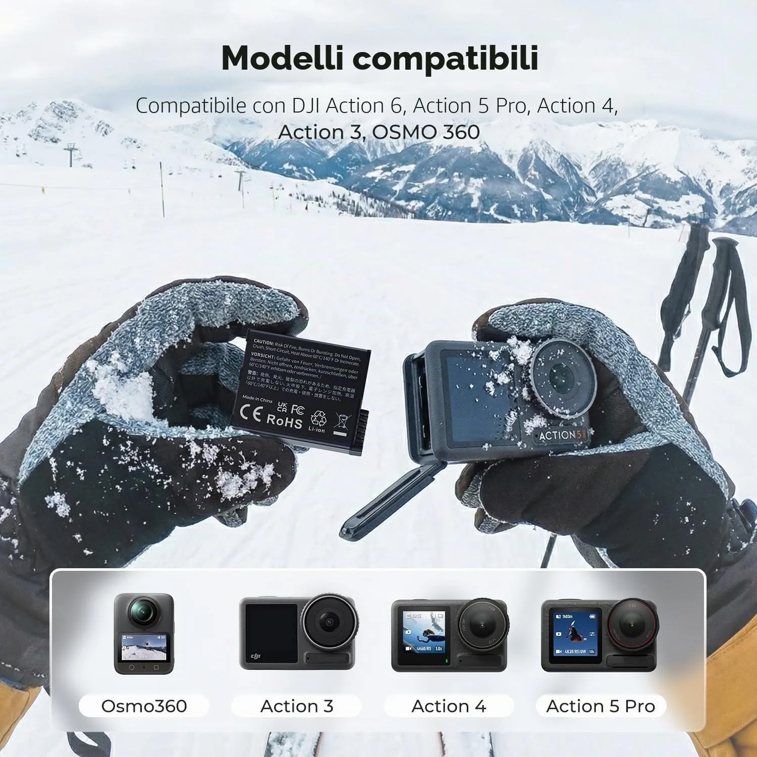 K&F Concept Osmo Action Kit 3 Batterie 2100mAh + Box USB-C