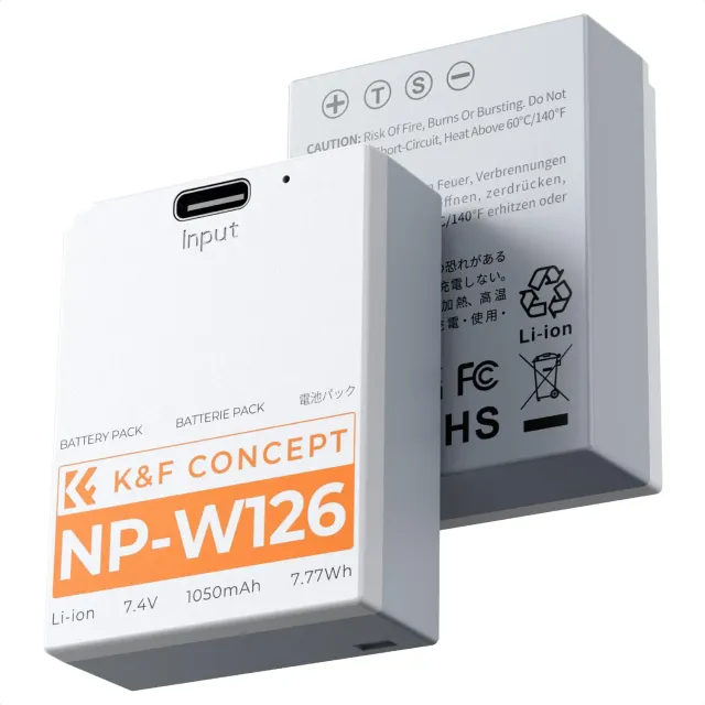 K&F Concept NP-W126S Batteria USB-C 1050mAh per Fujifilm