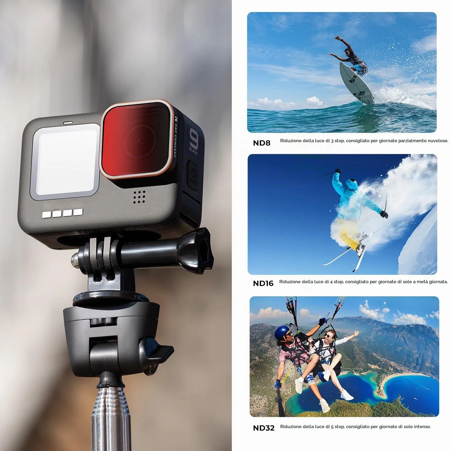 K&F Concept Standard Day-Kit filtri GoPro 4 pezzi CPL ND