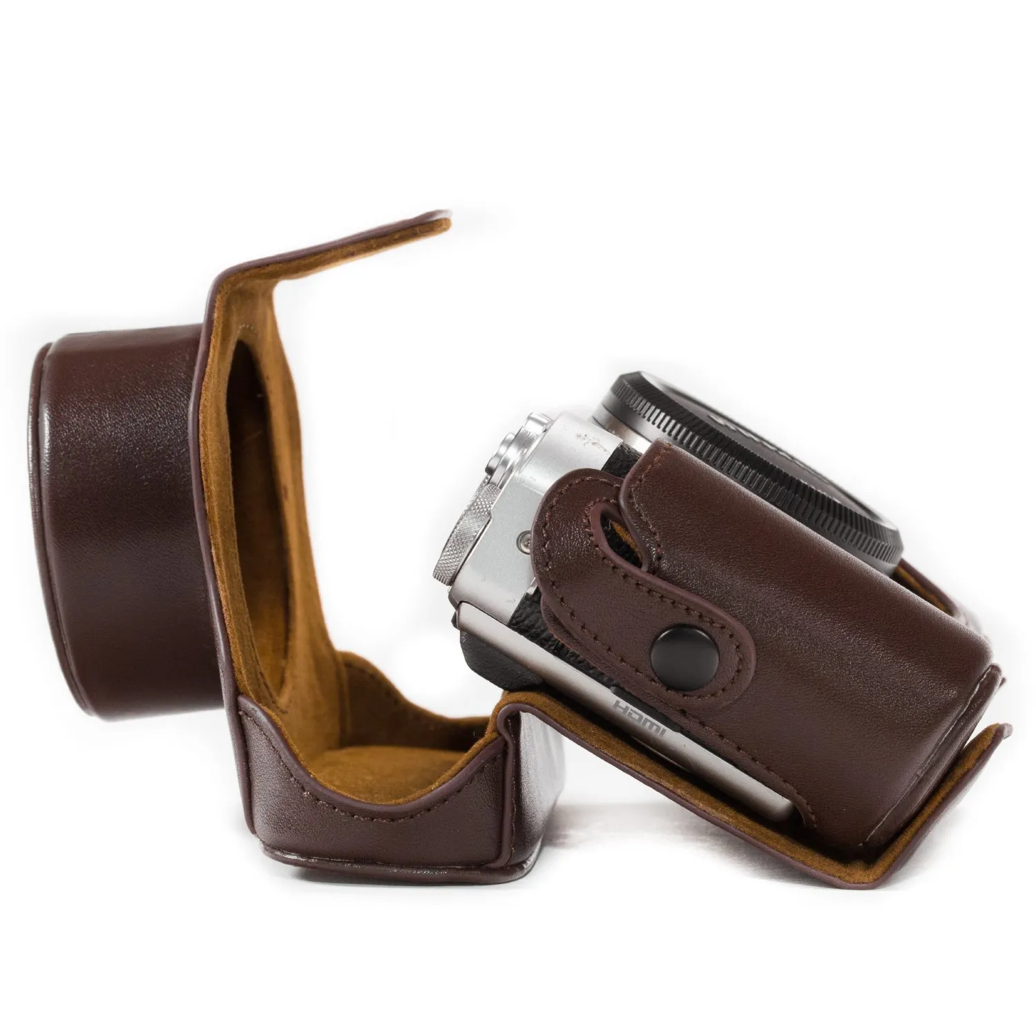 MegaGear Ever Ready Custodia Fotocamera X100S Marrone Scuro ecopelle
